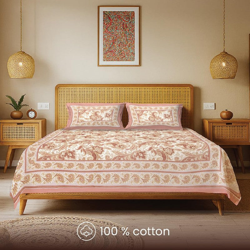 Urban Space Ethnic Bloom Cotton Bedsheet - 200 TC media 4