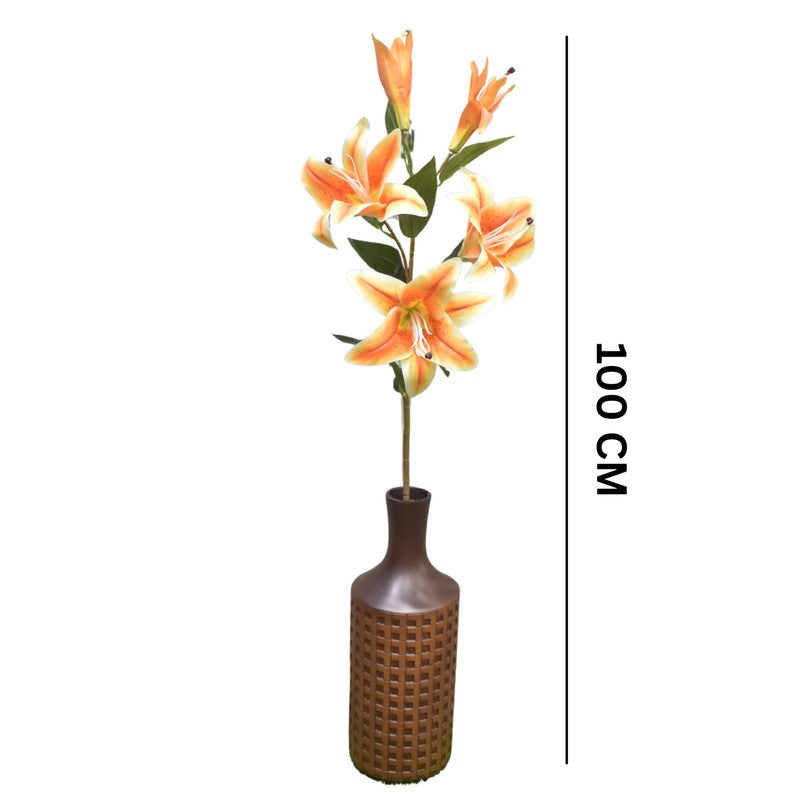 Elegant Artificial Lily Flower Stick - Orange media 5