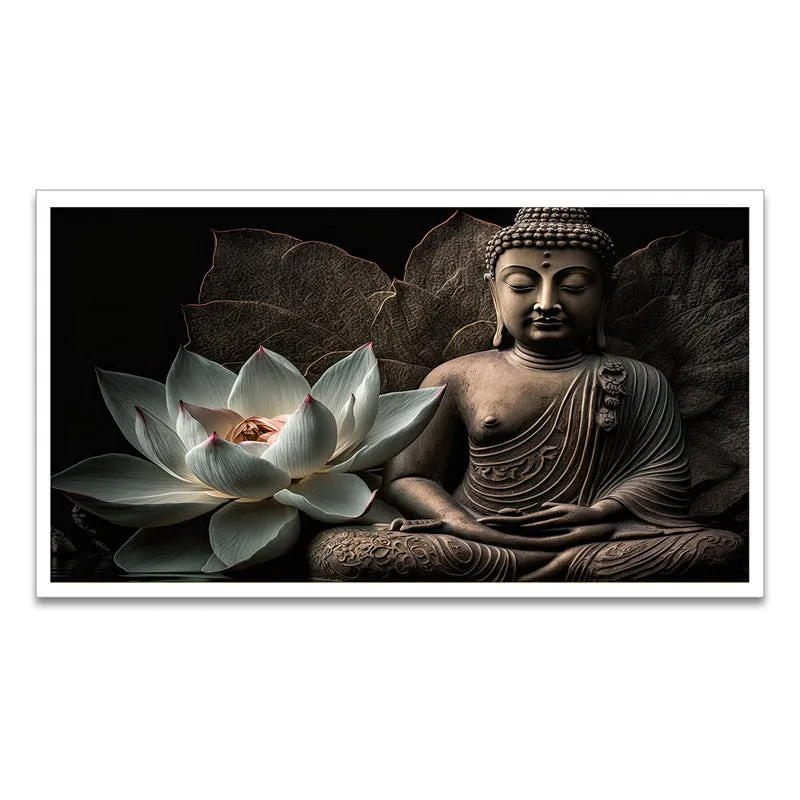 Blessed Buddha Canvas Wall Painting With Frame media 6