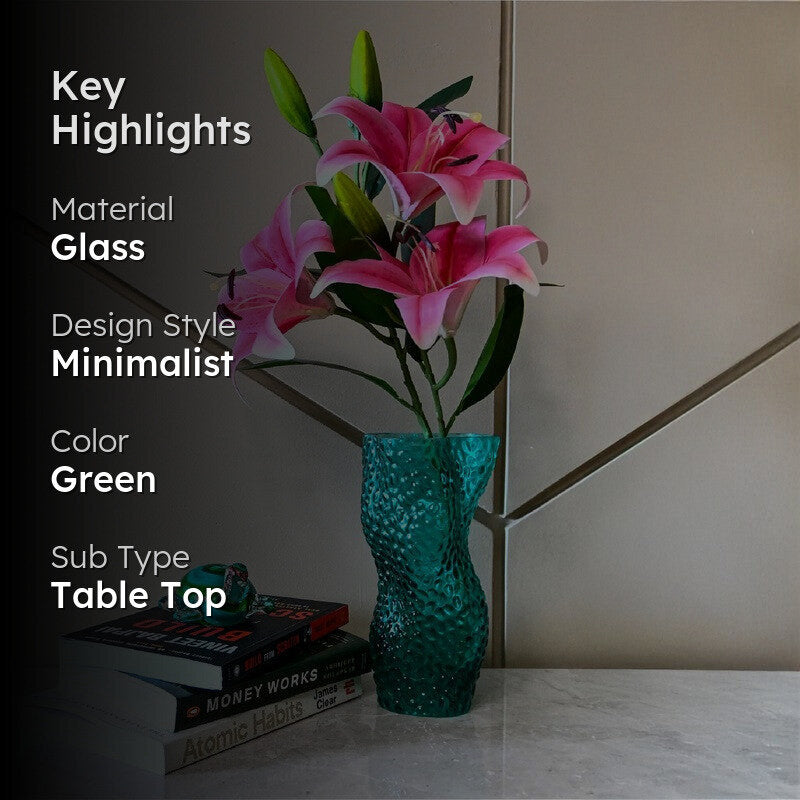 Verdant Wave Designer Vase - Green media 2