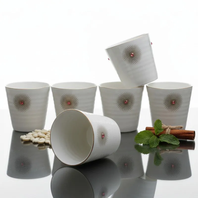 Serenity Bone China,Crystal Tea Cup (90 mL Each) - Set Of Six media 4