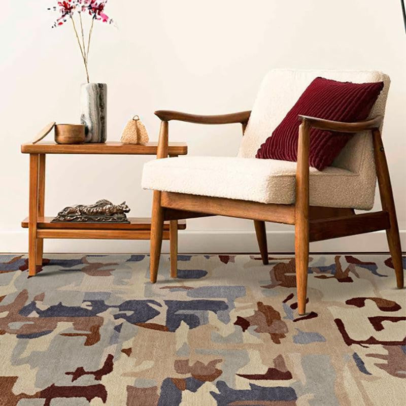 Horus Hand Tufted Abstract Wool & Nylon Carpet - Navy Blue media 3