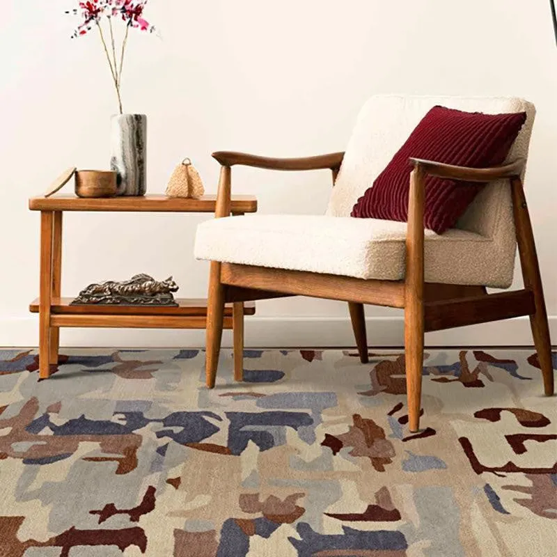 Horus Hand Tufted Abstract Wool & Nylon Carpet - Navy Blue media 3