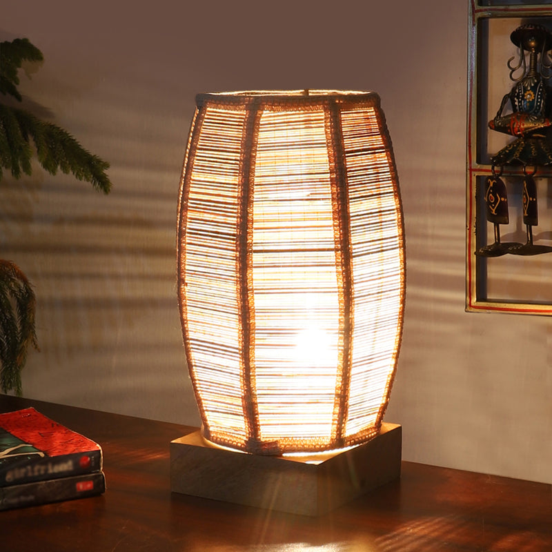 Wovara Edge Bamboo Table Lamp - Beige