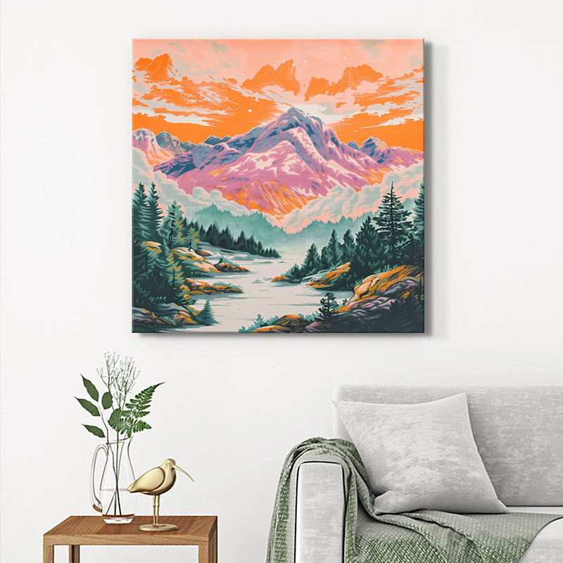 Alpine Forest Wall Painting