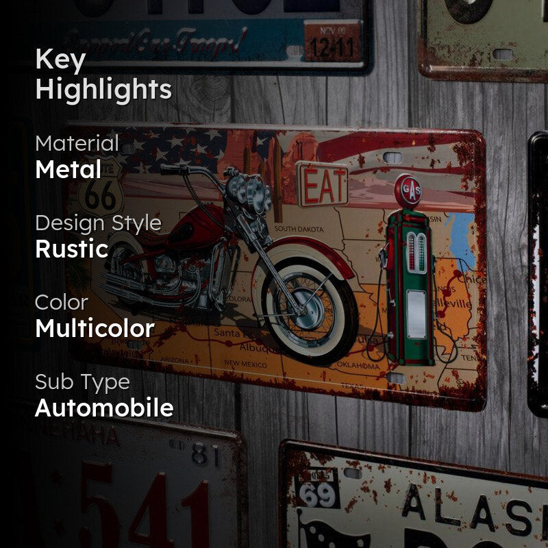 Route66 Chopper Gasoline Metal Wall Accent media 2