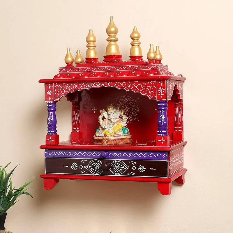 Shrinaya Wooden Mandir - Red & Purple media 4