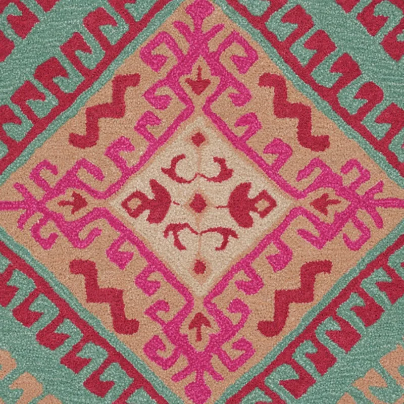 Loreth Hand Tufted Ethnic Wool & Nylon Carpet - Pink media 4