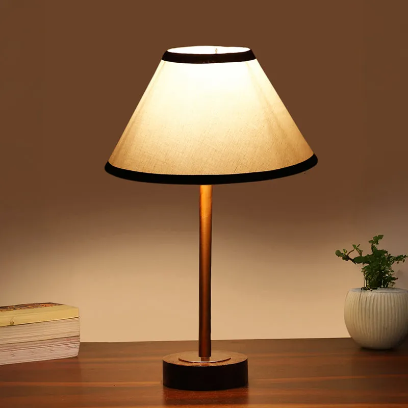 Cotin II Stripe Rodin Wooden Table Lamp - White,Copper,Brown media 1