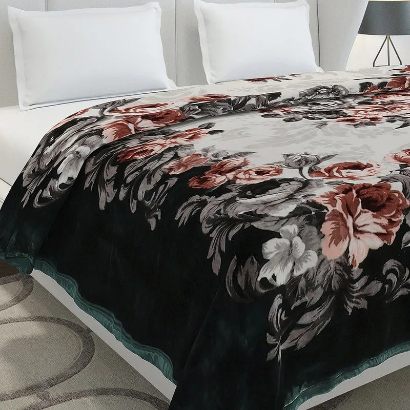 Monte Carlo Midnight Blossom Blanket (Green) - 1042 GSM media 4