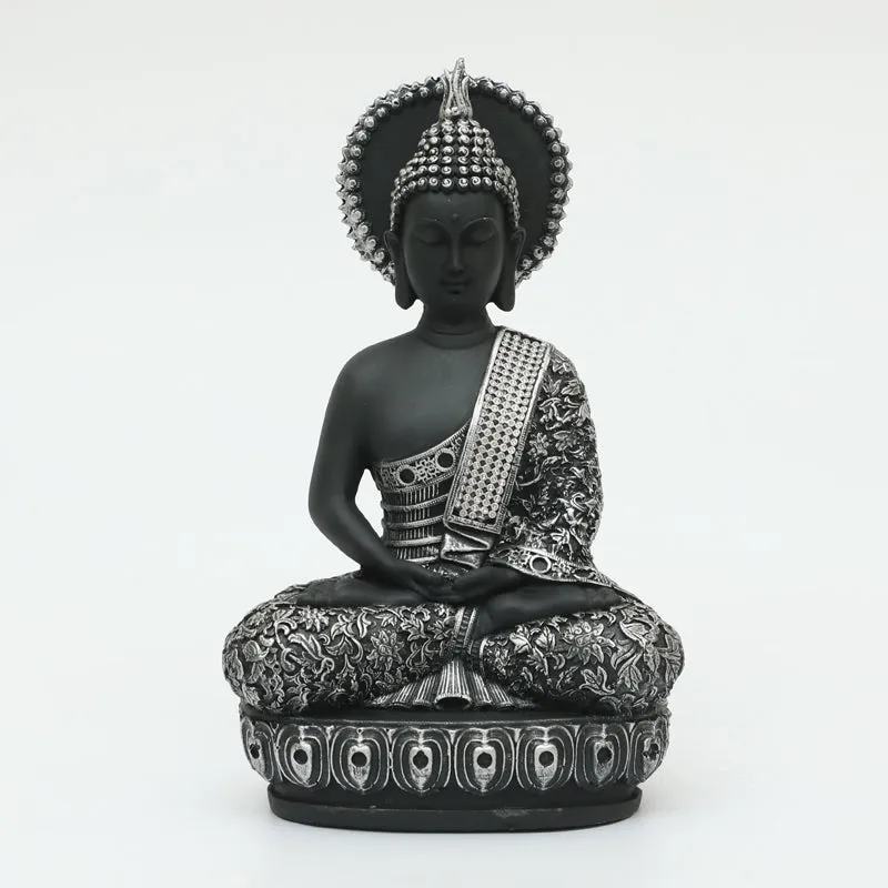 Seated Buddha Showpiece - Silver, Black media 3