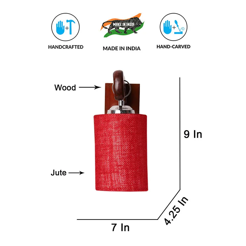 Klarion Jute & Wooden Wall Lamp - Maroon media 6