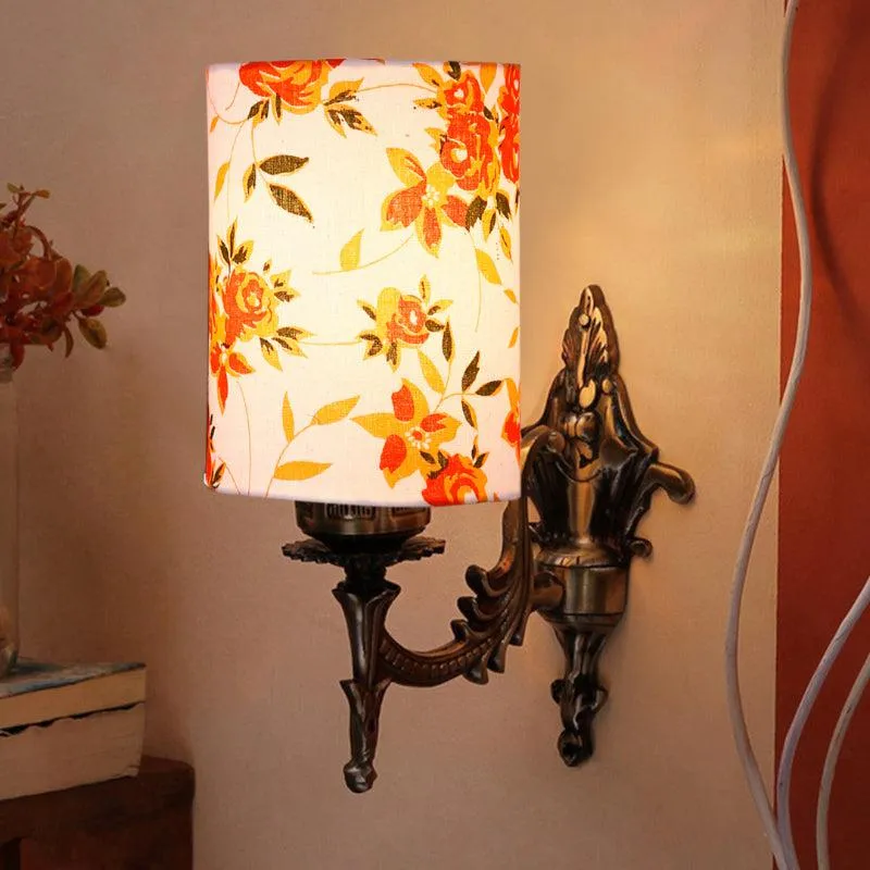 Vista Edrel Ibis Flora Cylindrical Fabric & Metal Wall Lamp media 1