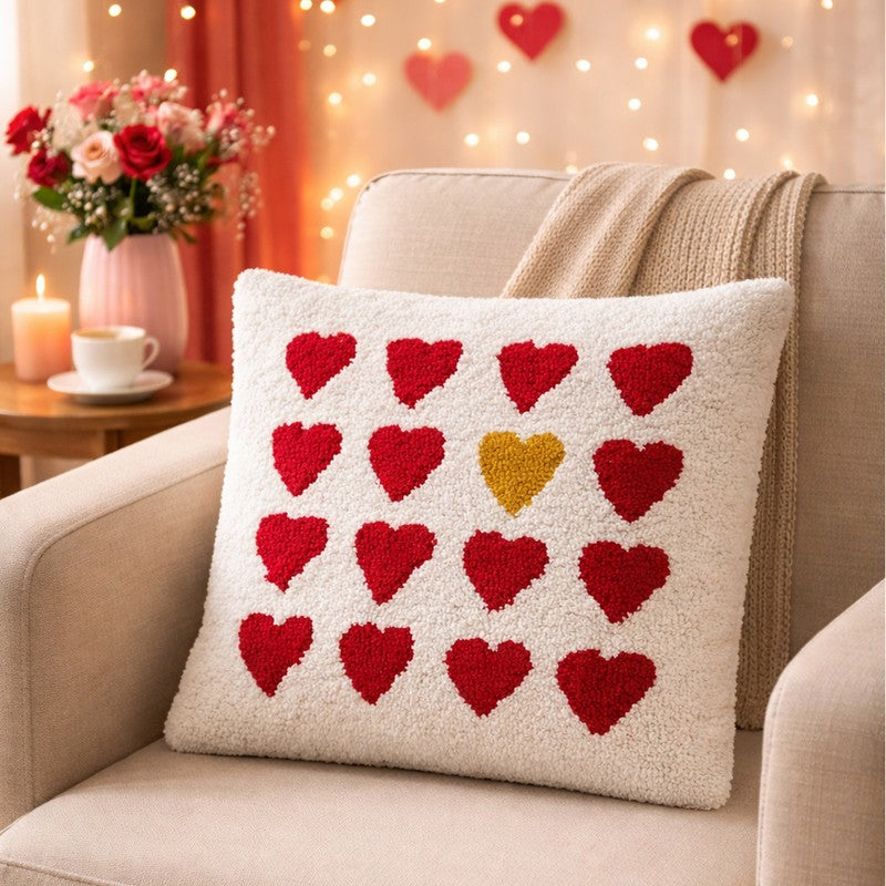 Heartful Love Hand Tufted Cushion Cover media 2