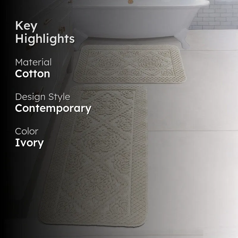 GentleStep Cotton Bath Mats (White) - Set of Two media 2
