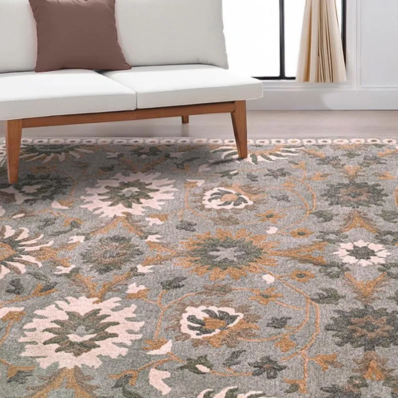 Awen Hand Tufted Ethnic Wool & Nylon Carpet - Light Grey media 3