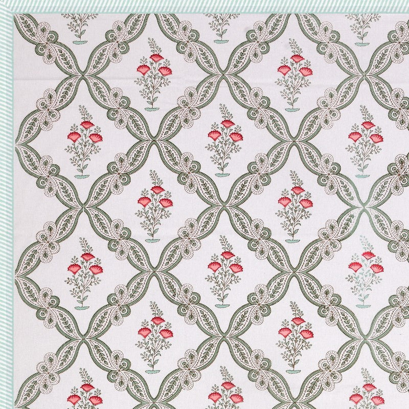 Nawabi Vibe Cotton Bedsheet (Teal, Red) - 180 TC media 6