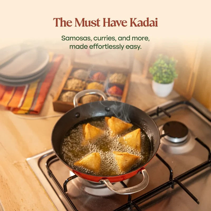 Cumin Co Enamel Cast Iron Kadhai (3100 mL) - Rust media 9