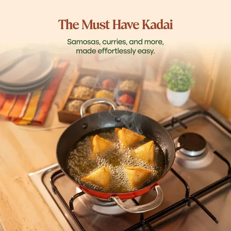Cumin Co Enamel Cast Iron Kadhai (3100 mL) - Rust media 9