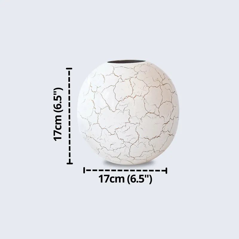 Manva Crackled Ball Vase (White) - Large media 5