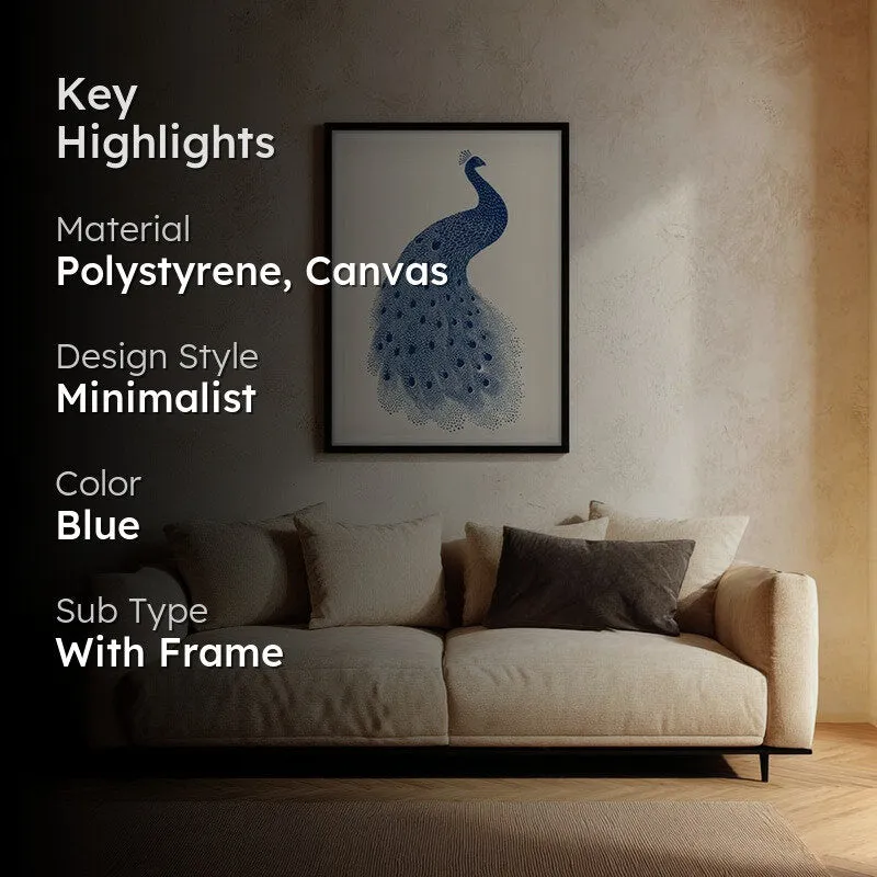 Minimal Peacock Motif Canvas Wall Painting With Black Frame media 2