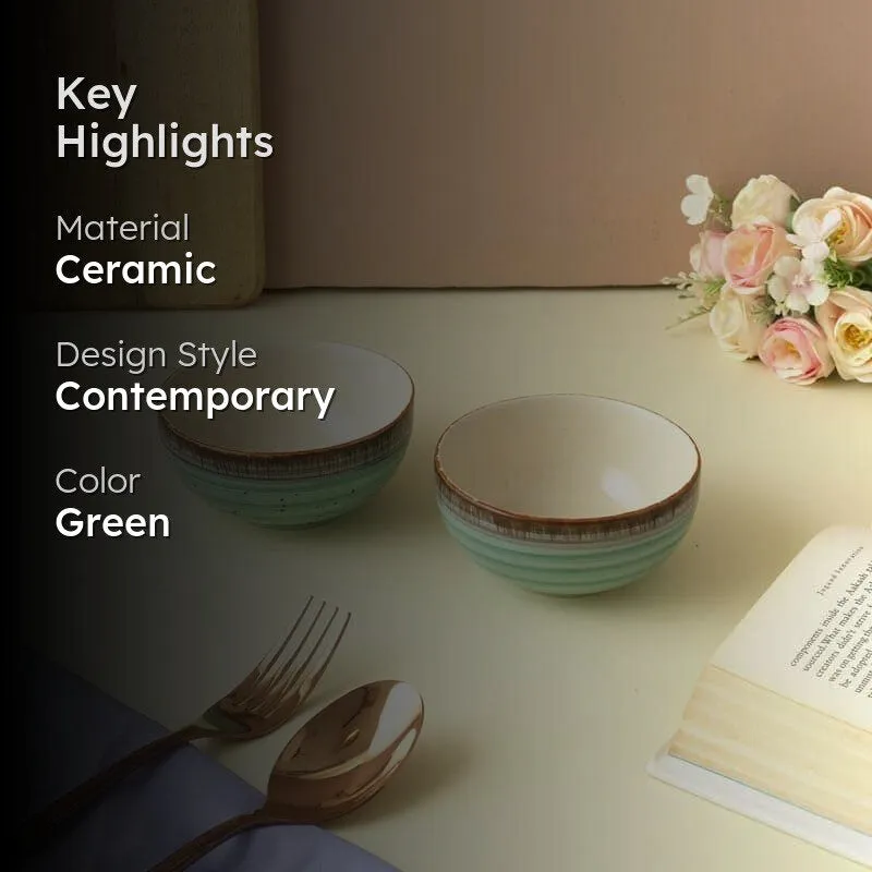 Swirl Ceramic Bowl (Green) - Set Of Two media 2