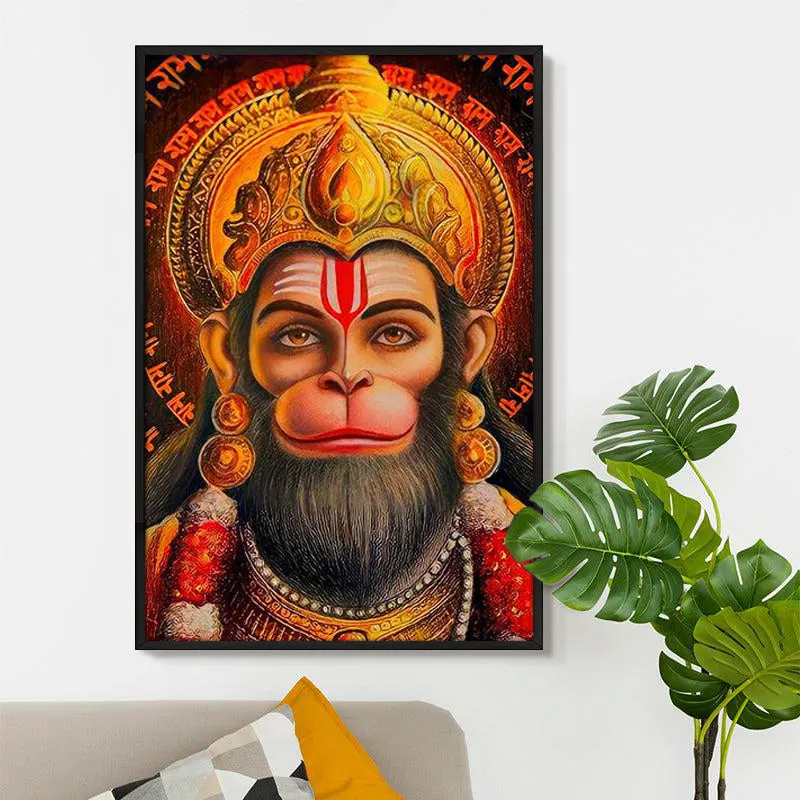 Hanuman's Gaze Wall Painting With Frame media 5