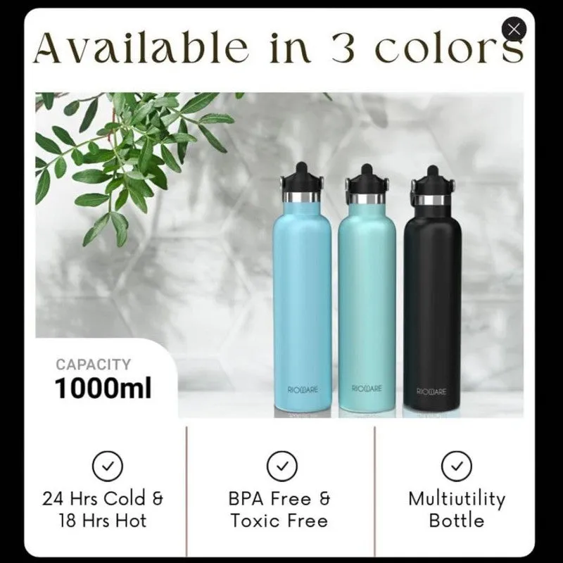 Rioware Flowra Water Bottle (Blue & Black) - 1000 ML media 5