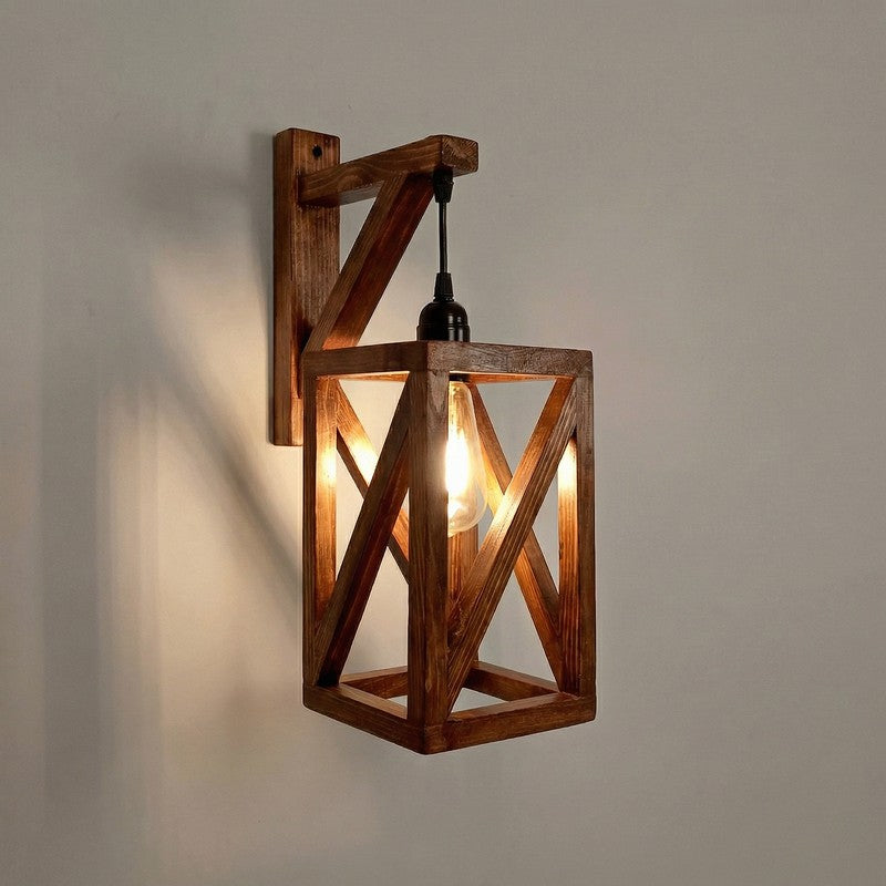 StrataGlow Wooden Wall Lamp - Brown media 6