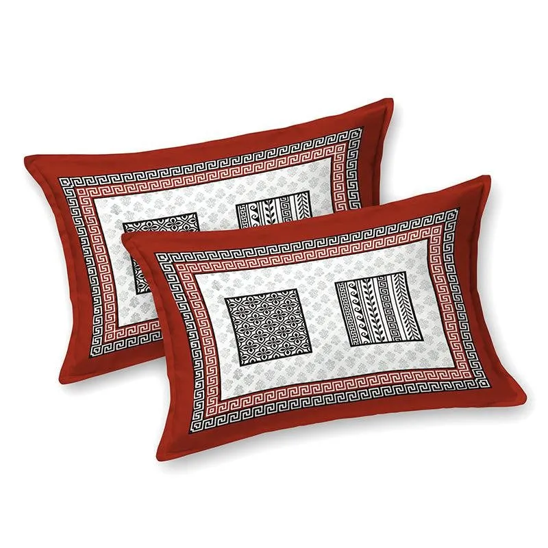 Truptii Printed Cotton Bedsheet (White,Red) - 180 TC media 3
