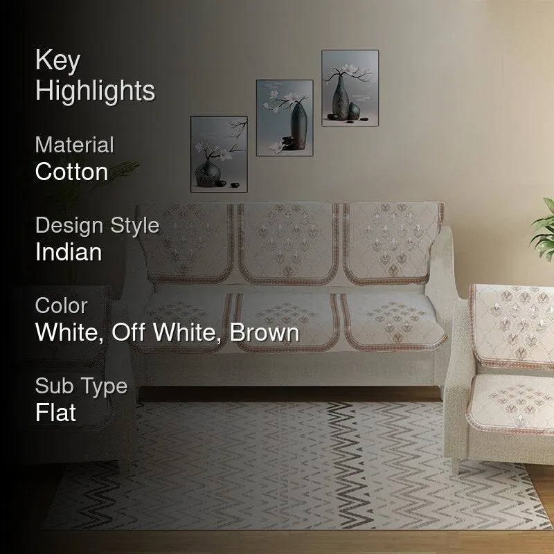 Nidha Cotton Sofa Cover (Off White) media 2
