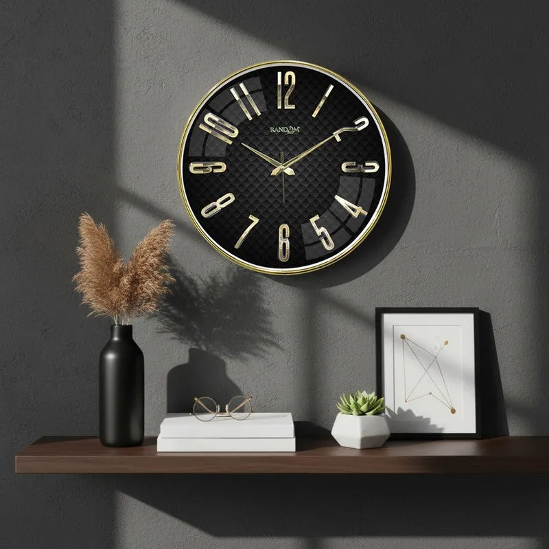 Elite Prestige Hourface Plastic Clock - Black & Gold media 1