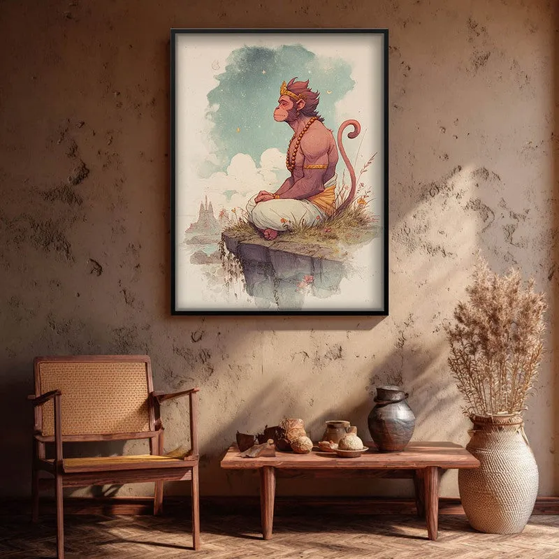 Divine Peace of Hanuman Ji Spiritual Archival Paper Wall Art media 1