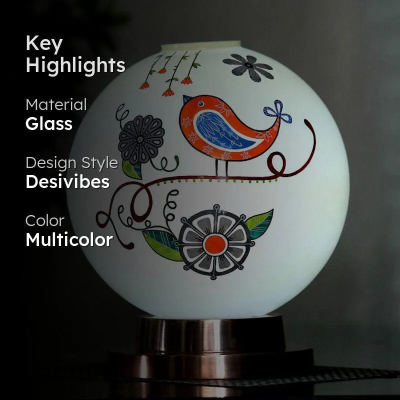 Nomadic Aura Hand Painted Copper & Glass Moon Table Lamp - Multicolor media 2
