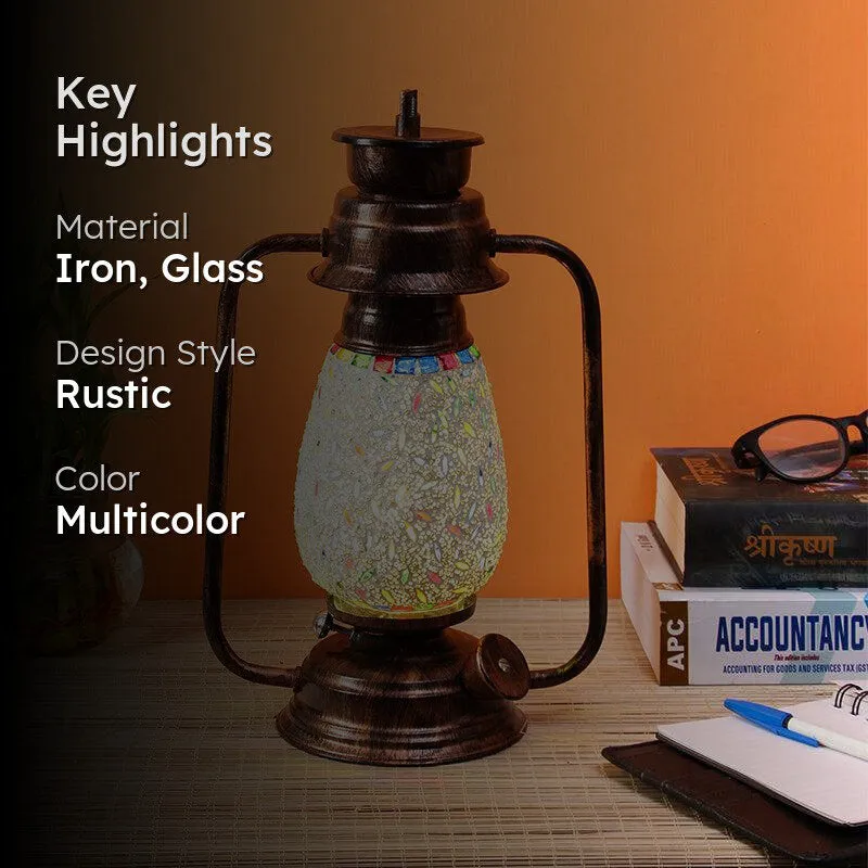 Siera Mosaic Lantern Iron Table Lamp - Multicolor media 2