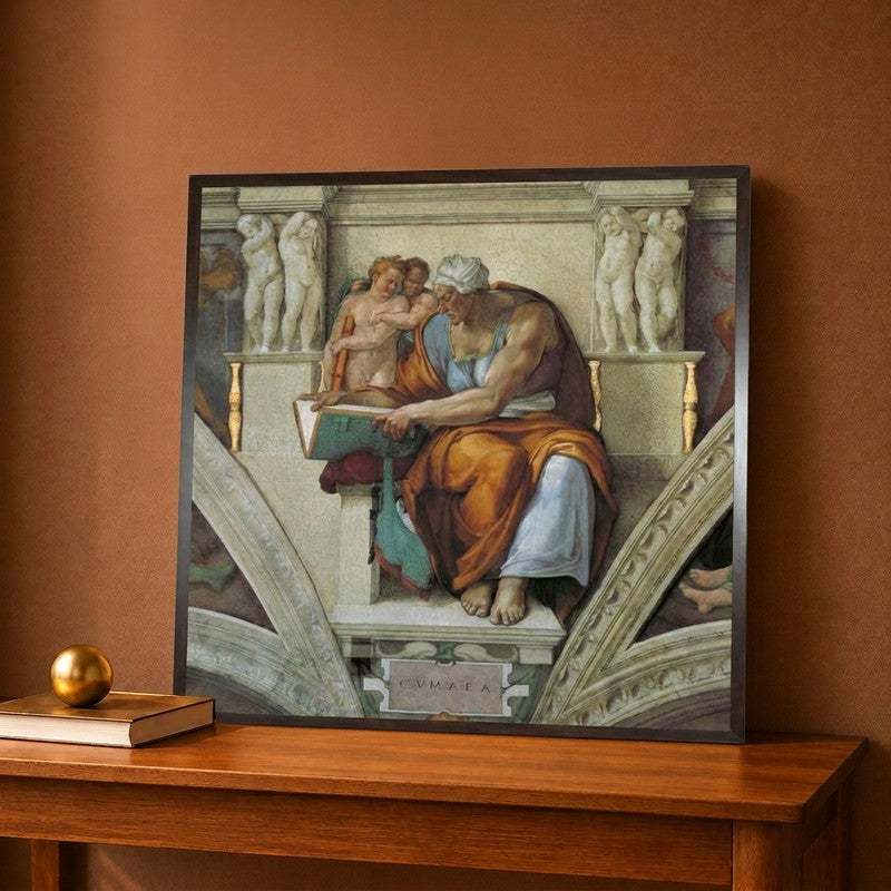 Sistine Chapel Ceiling Cumaean Sibyl Canvas Wall Painting - 12 x 12 Inches