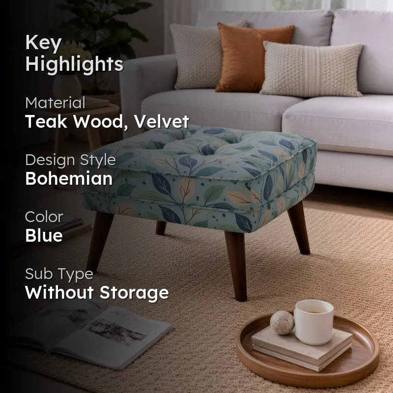 Harmony Teak Wood Ottomans & Pouffe - Blue media 2