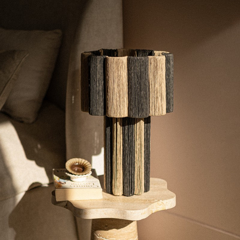 Orange Tree Kenji Mild Steel Table Lamp - Grey,Beige media 3