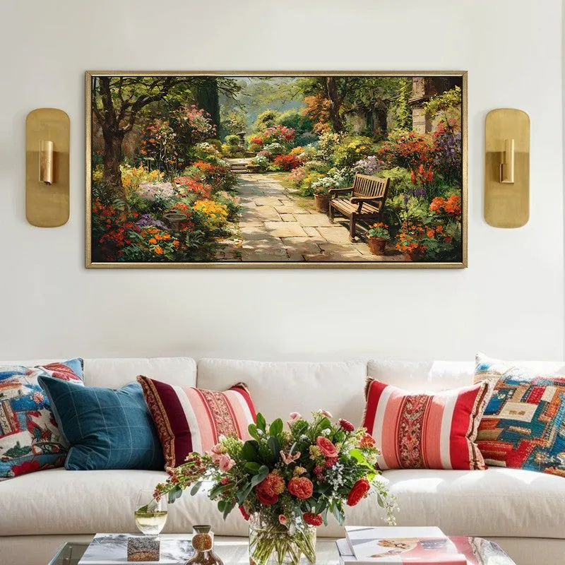 Green Haven Canvas Wall Painting With Frame media 1