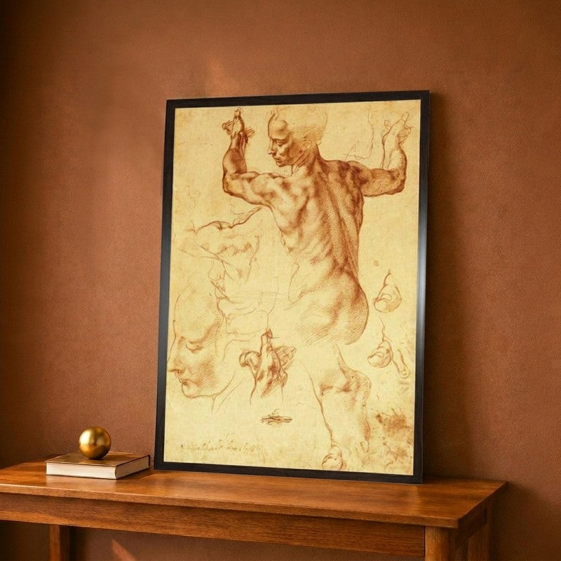 Anatomy Sketches Libyan Sibyl Canvas Wall Painting - 9 x 12 Inches