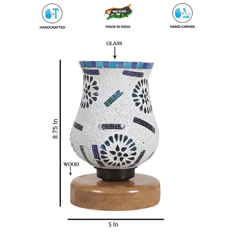 Feluxe Mosaic Glass Table Lamp With Wooden Base - Multicolor media 8