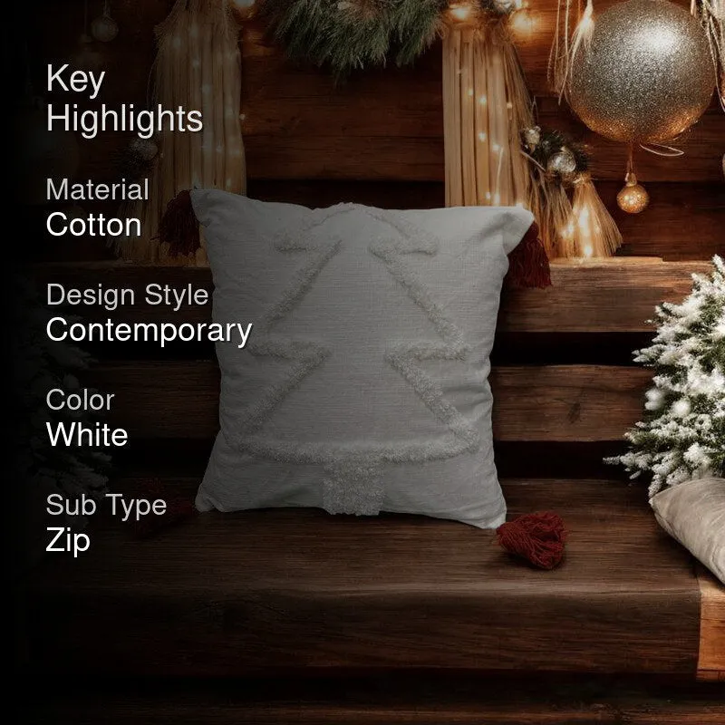 Whimsy in White  Cotton Christmas Cushion Cover media 2