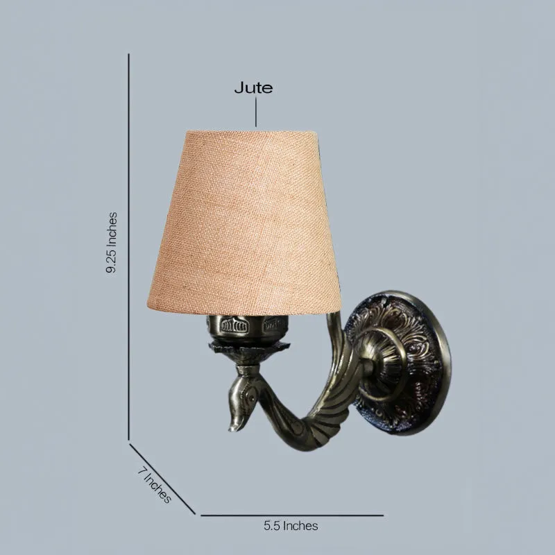 Amro Retro Conical Fabric & Metal Wall Lamp - Beige media 4
