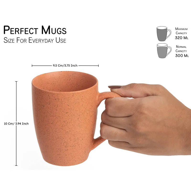 Sip & Style Ceramic Coffee Mug (Persian Orange/300 mL Each) - Set Of Six media 3
