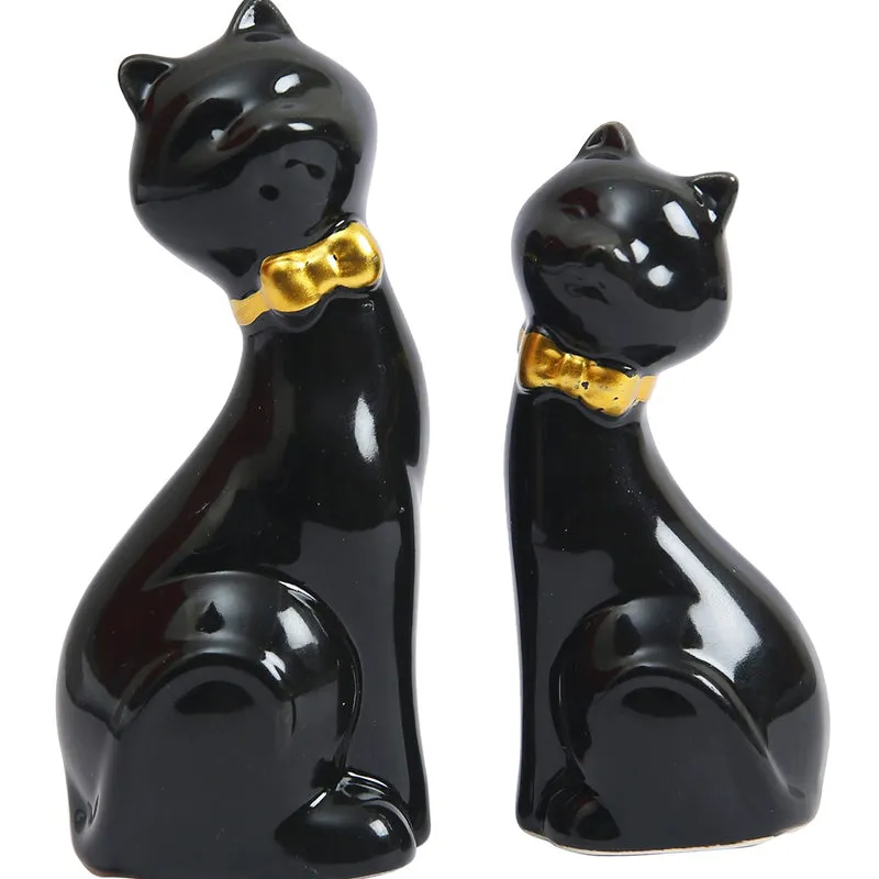 Kitty Duo Resin Showpiece (White & Orange) - Set Of Two media 4
