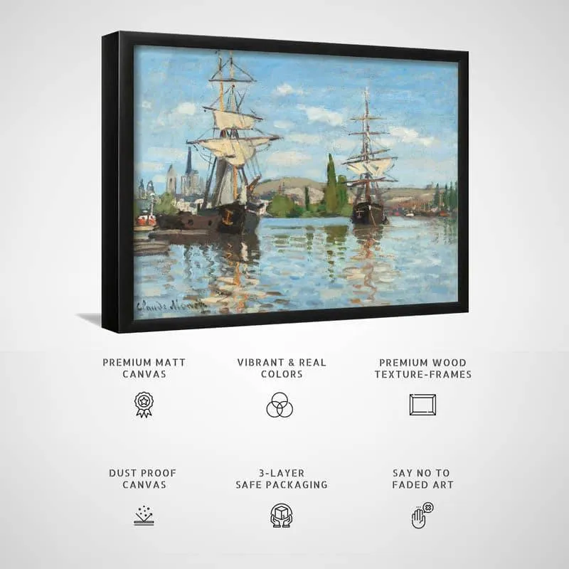 Ships Riding In The Seine At Rouen By Claude Monet - Black Frame media 3