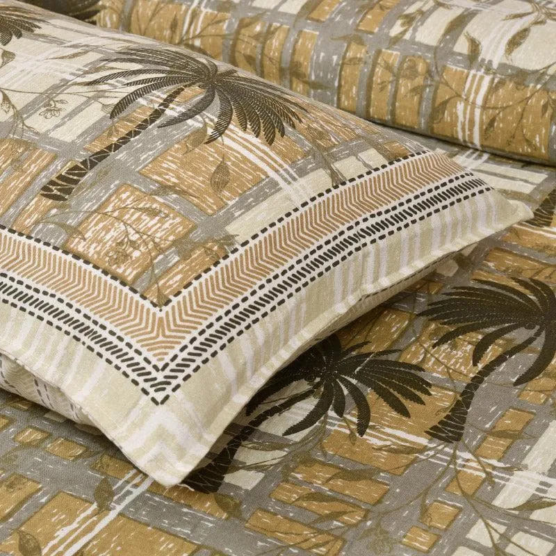 Coco Tree Checkers Cotton Bedsheet (Green) - 160 TC media 5