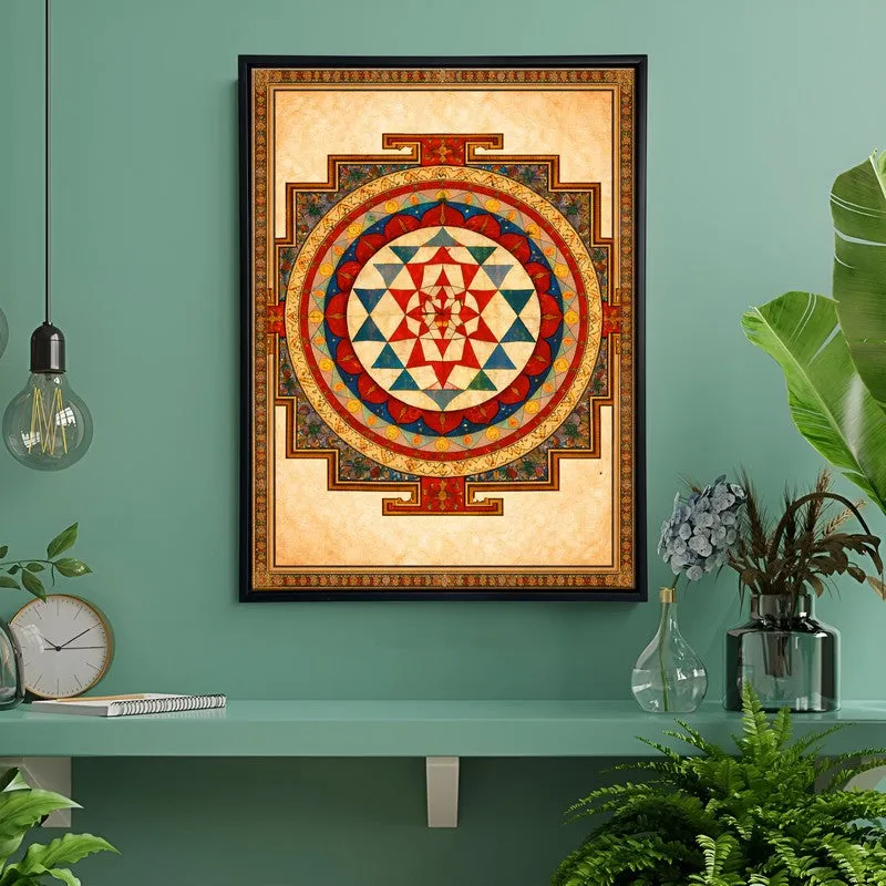 Yantra Mandala Canvas Wall Painting With Frame media 1