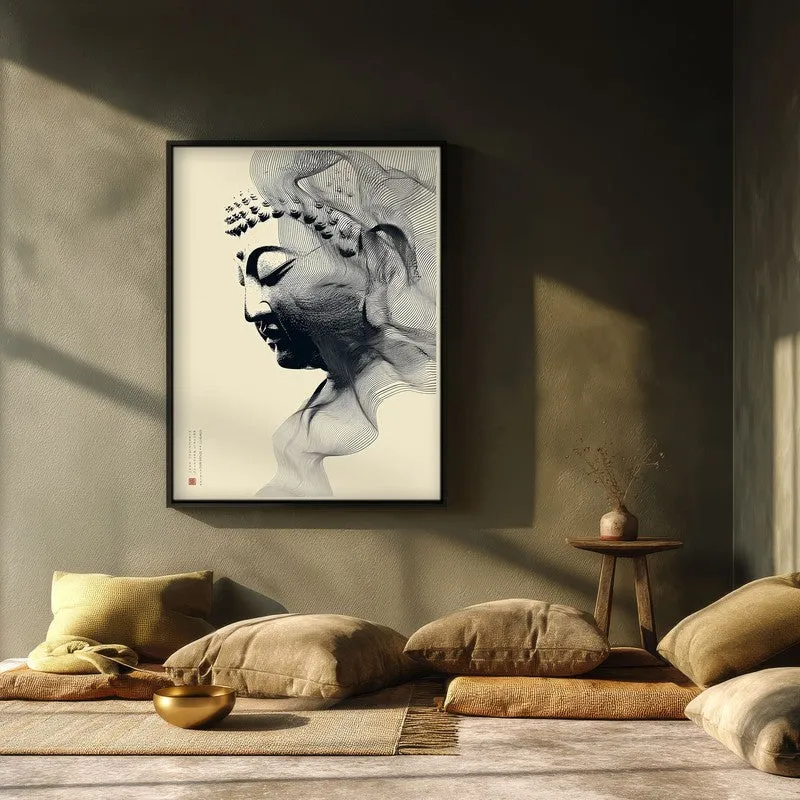 Buddha In Grace Archival Paper Wall Painting With Black Frame media 3