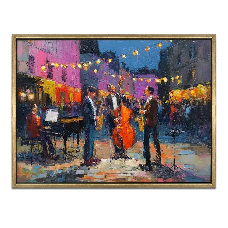 Lanterns & Jazz Canvas Wall Painting With Frame media 3